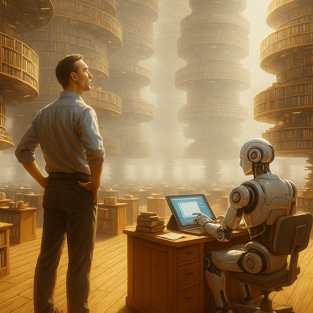 Инженер и AI работают с цифровым интерфейсом