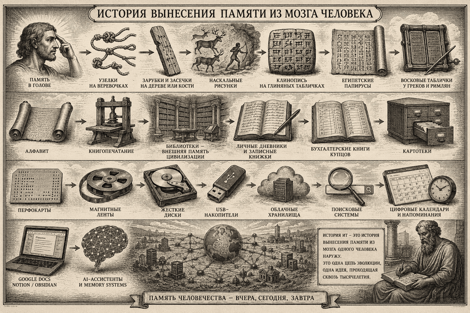 Вынос памяти из мозга человека — с чего началась история ИТ